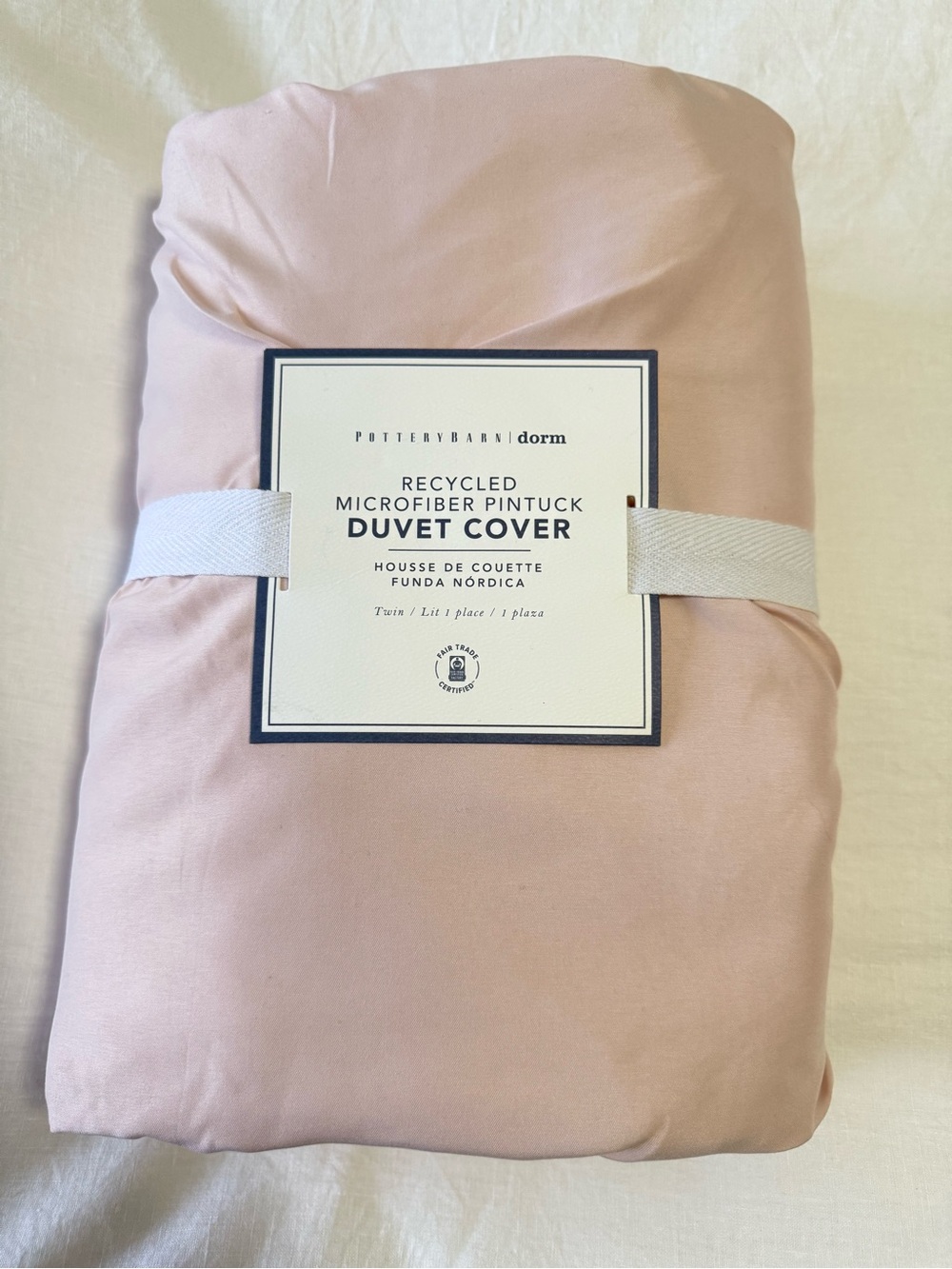 Pottery Barn | Rose Pale Pink Teen Dorm Microfiber Pintuck Twin Duvet Cover NWT